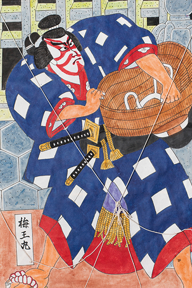 歌舞伎凧（梅王丸）
Kite painted with the Kabuki hero Ume-ou-maru