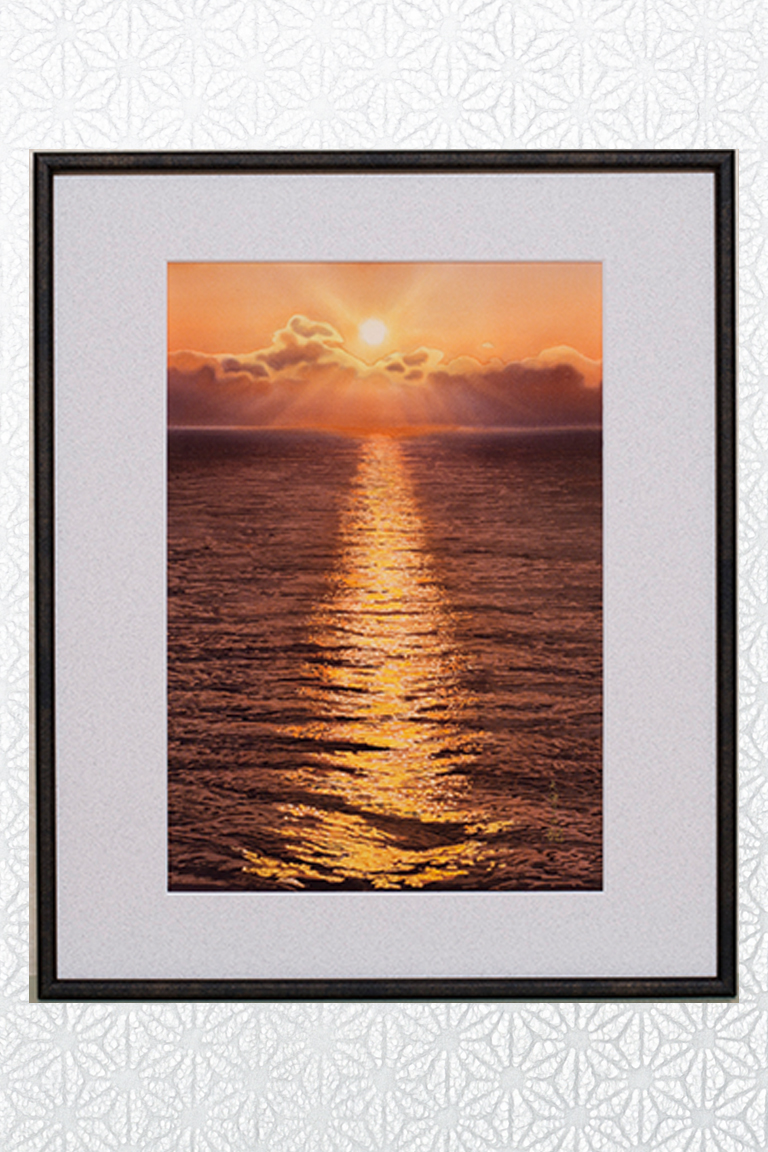 額絵（大海の夜明け）
Framed textile 'Dawn at the ocean'